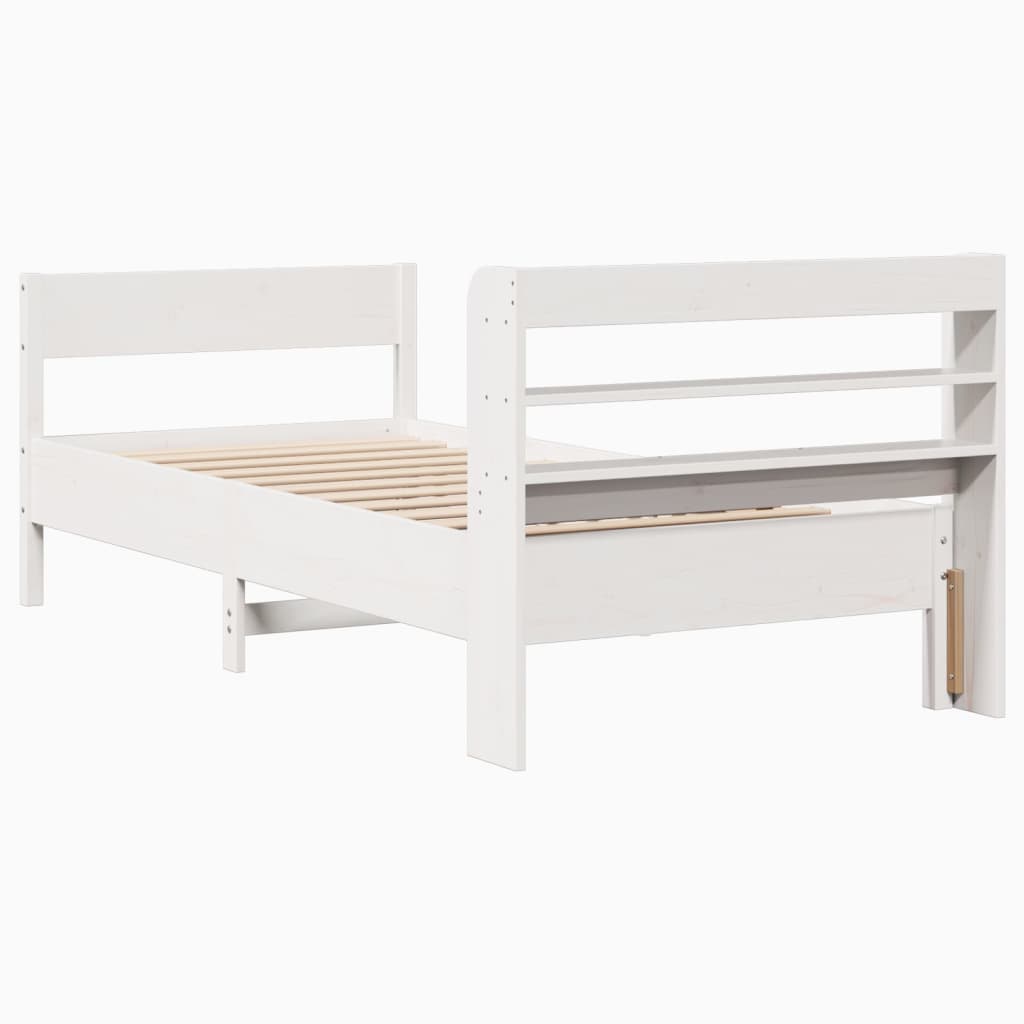 Bed Frame without Mattress White 90x200 cm Solid Wood Pine